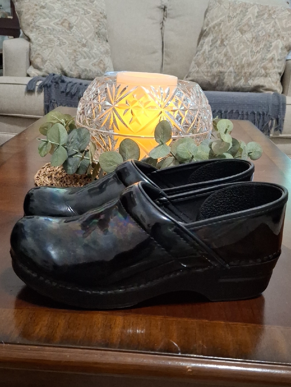 Dansko Black Patent Leather Professional Clog 40 Medical Nursing Comfort Walking